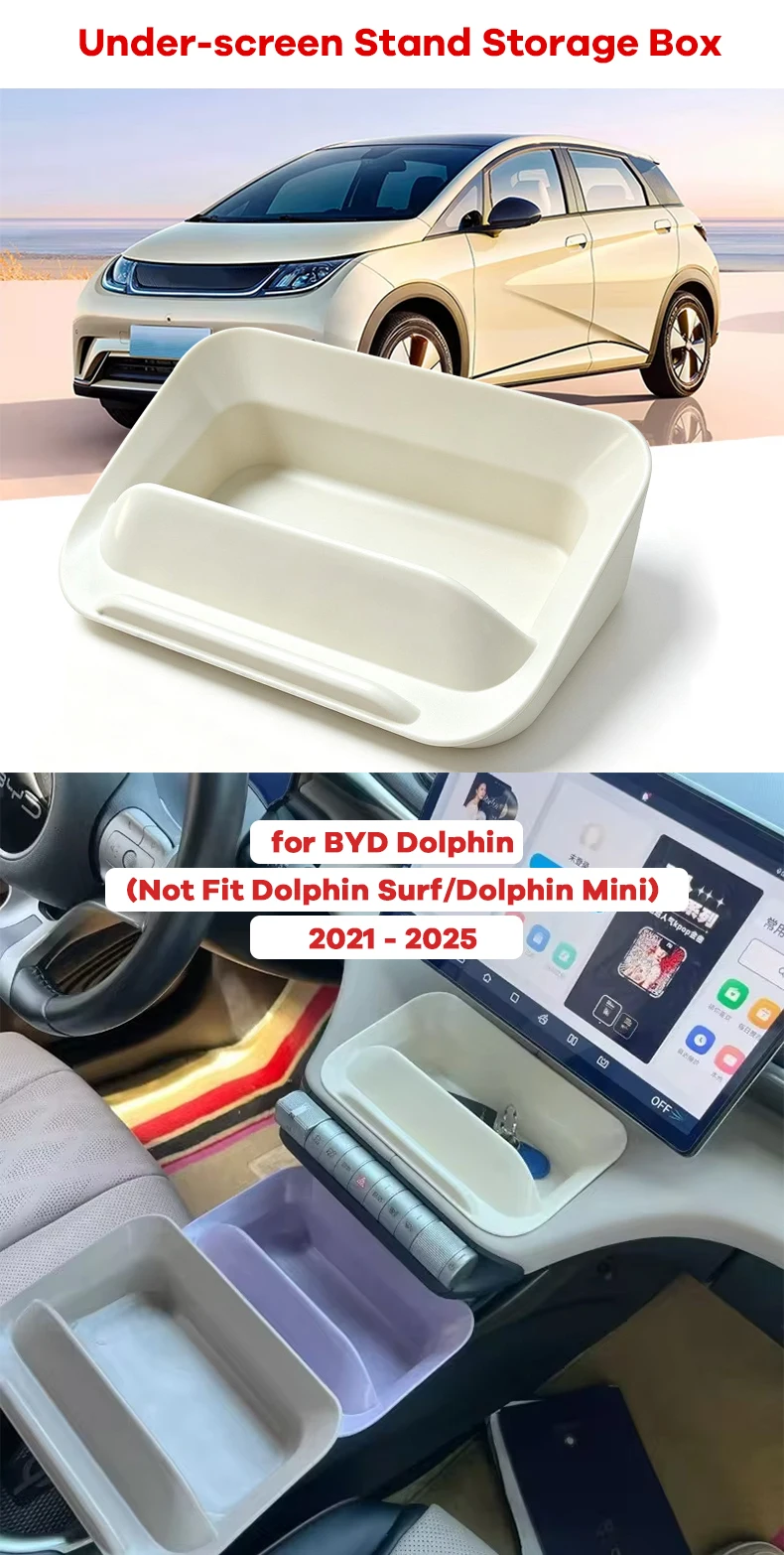 Für BYD Dolphin 2021-2025 Mittelkonsolen-Aufbewahrungsbox unter dem Bildschirm ABS-Organizer-Ablage für Telefon, Sonnenbrille, Geldbörse, Schlüssel, rutschfest – Detail 1