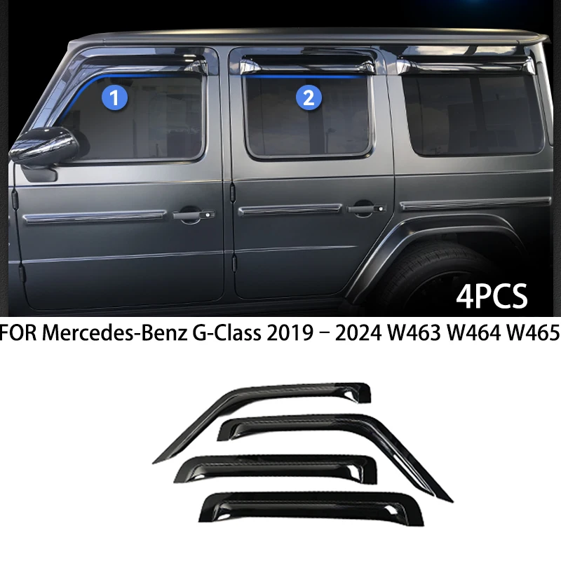 

Подходит для Mercedes-Benz G-Class 2019-2024 W463 W464 W465 ABS водонепроницаемый козырек для дверей, окон, вентиляционные шторы, защита от солнца и дождя, 4 шт.