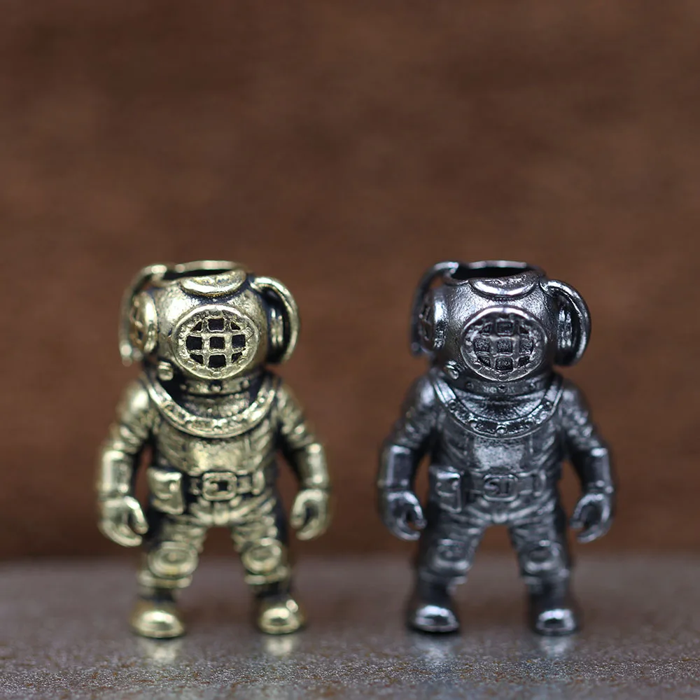 Diver Figurine Brass Knife Beads EDC DIY Paracord Woven Bracelets Lanyard Pendants Accessories Outdoor Tool Hangings Charms Gift
