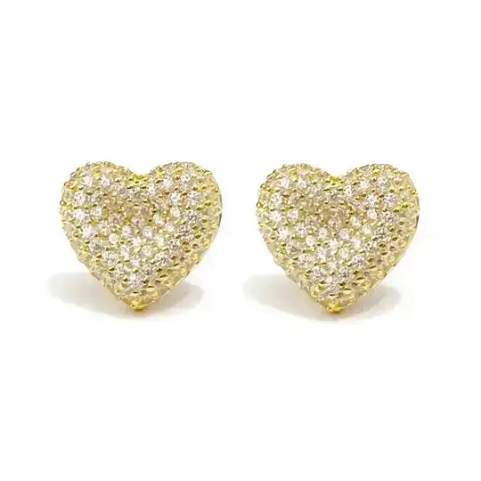 High Quality Delicate Paved Cubic Zircon Cz Heart Shaped Stud Earrings Jewelry For Women Lover Girl Romantic Love Fashion Gifts