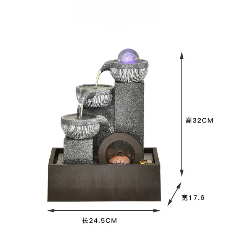 Small water wheel rotary fountain humidifier Living room home tabletop set circulating water decoration