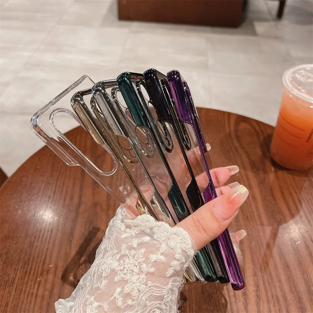 Ultra Thin Plating Phone Case For Samsung Galaxy Z Fold4 Fold3 Fold 4 3 ZFold4 5G Hard PC Clear Camera Protect Back Cover Shell
