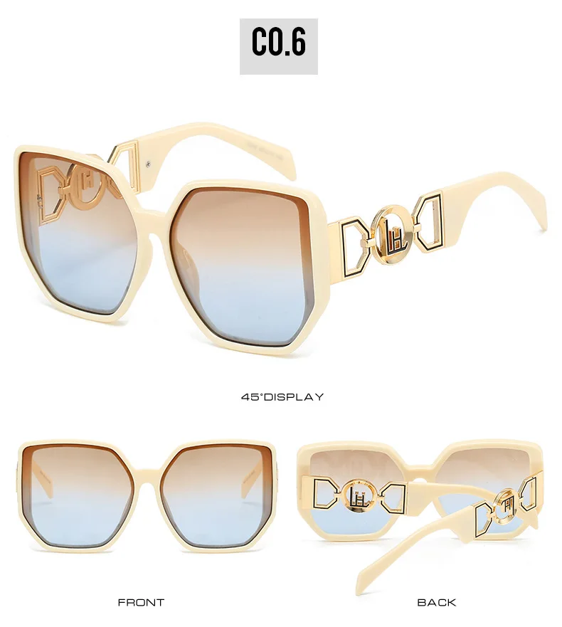 Übergroße Sonnenschutz, großer Rahmen, aushöhlen, Bügel, Uv400-Sonnenbrille, Damen, neu, 2025, elegante Luxus-Designer-Sonnenbrille, weiblich – Detail 12