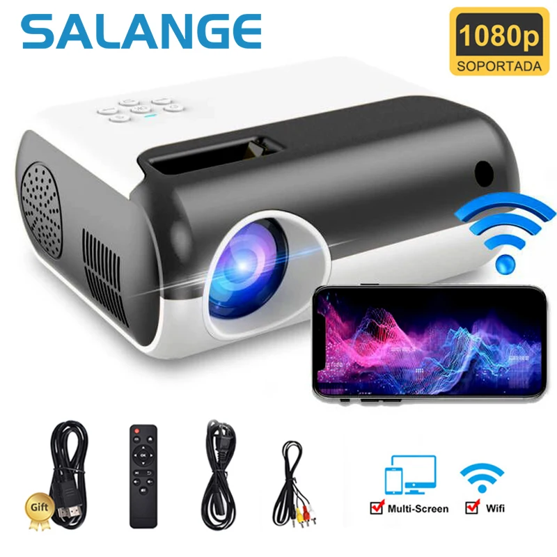 

Проектор Salange P80, 1080P, поддержка Wi-Fi, Умный домашний кинотеатр, наружный кинопроектор, совместимый со смартфоном, HDMI, USB, AV, PS5