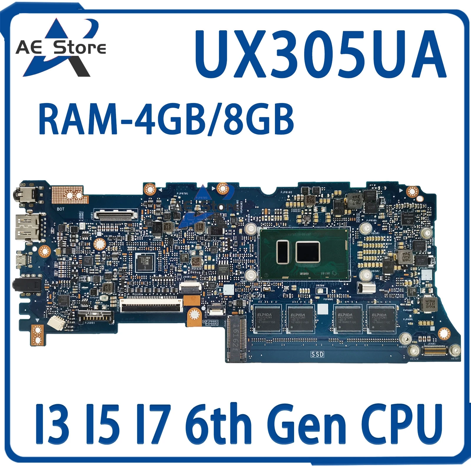 

UX305U Материнская плата ASUS Zenbook UX305U UX305 U305UA материнская плата для ноутбука I3 I5 I7 6-го поколения 4 ГБ/8 ГБ-ОЗУ, тест основной платы ОК