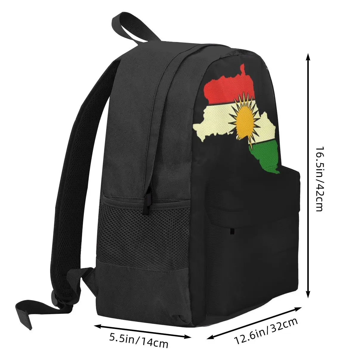 Koerdistan Vlag Vrouwen Rugzak 3D Print Klassieke Student Schooltas Zon Computer Rugzak Tiener Grote Capaciteit Reizen Rugzak