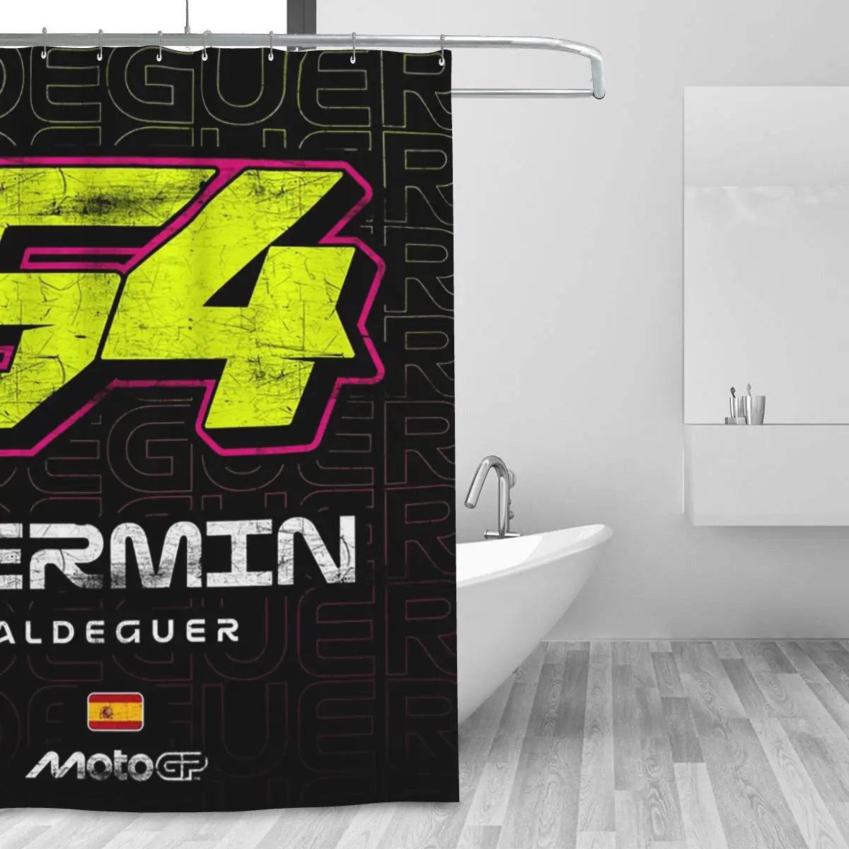 Fermin Aldeguer Number 54 Spain Ducati BK8 Gresini Racing MotoGP Shower Curtain Bathroom Waterproof Bath Curtains with Hooks