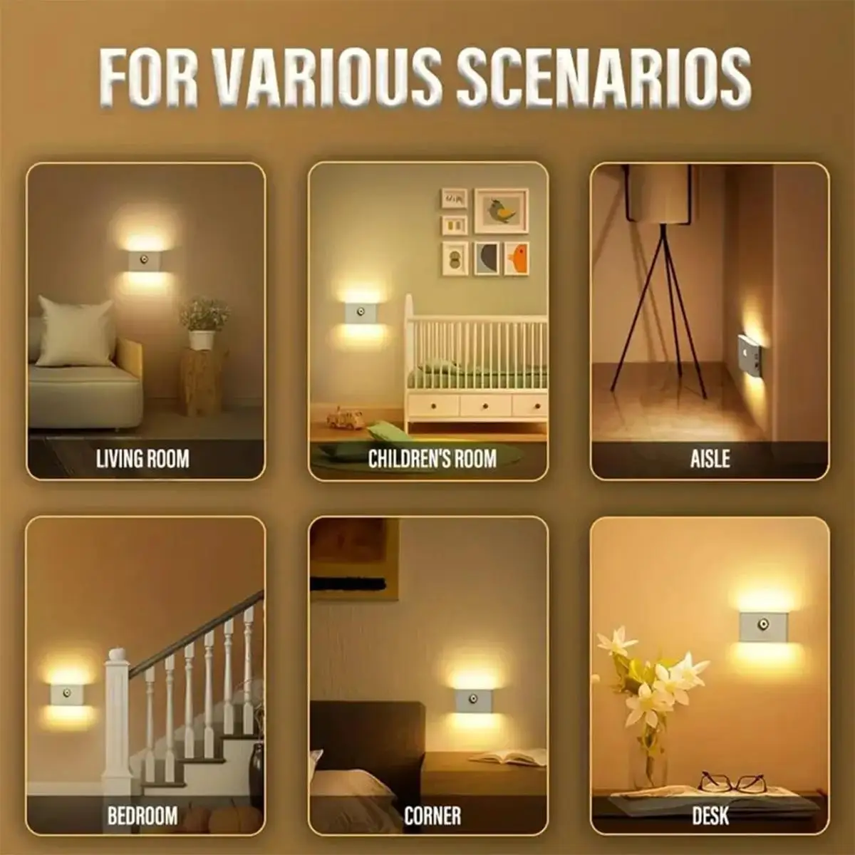 GEFENSIMotion Sensor Led Night Light ไร้สายสมาร์ท Type-c ชาร์จผนัง 2700k 0.2w 300amh Abs ไฟทางเดินห้องโถง