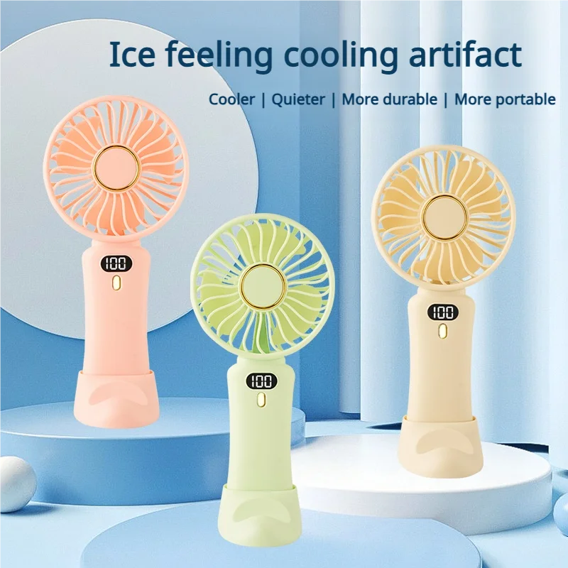 

Digital Small Fan, Strong Wind Power, Noise Reduction and Mute, 5-speed Adjustable, With Mobile Phone Holder Base, Mini Portable