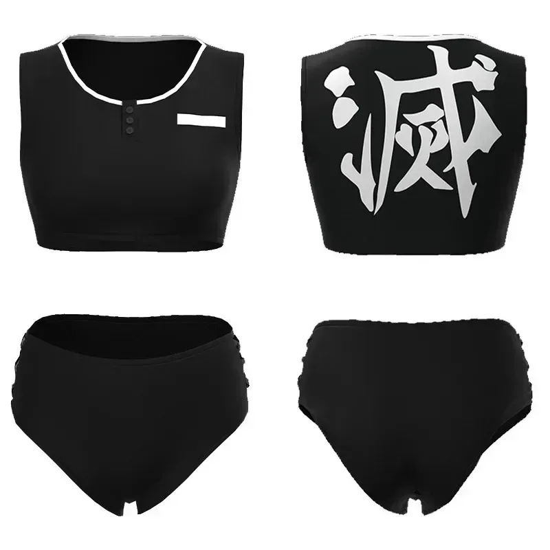 Anime Demon Slayer Shinobu Kocho disfraces Cosplay playa verano traje de baño Kimetsu No Yaiba Kimono Kamado Nezuko Bikini para mujer