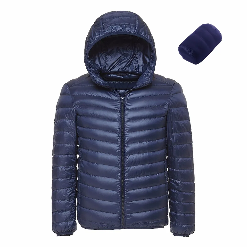 Veste à capuche ultralégère en duvet de canard blanc pour homme, chaude, ligne, Portable, paquet, 2021