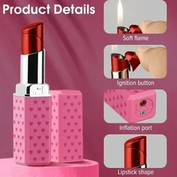 New Windproof Cute Lipstick Inflatable Lighter Portable Mini Butane Lighter Cigarette Accessories Women's Fashion Gift(No Gas)