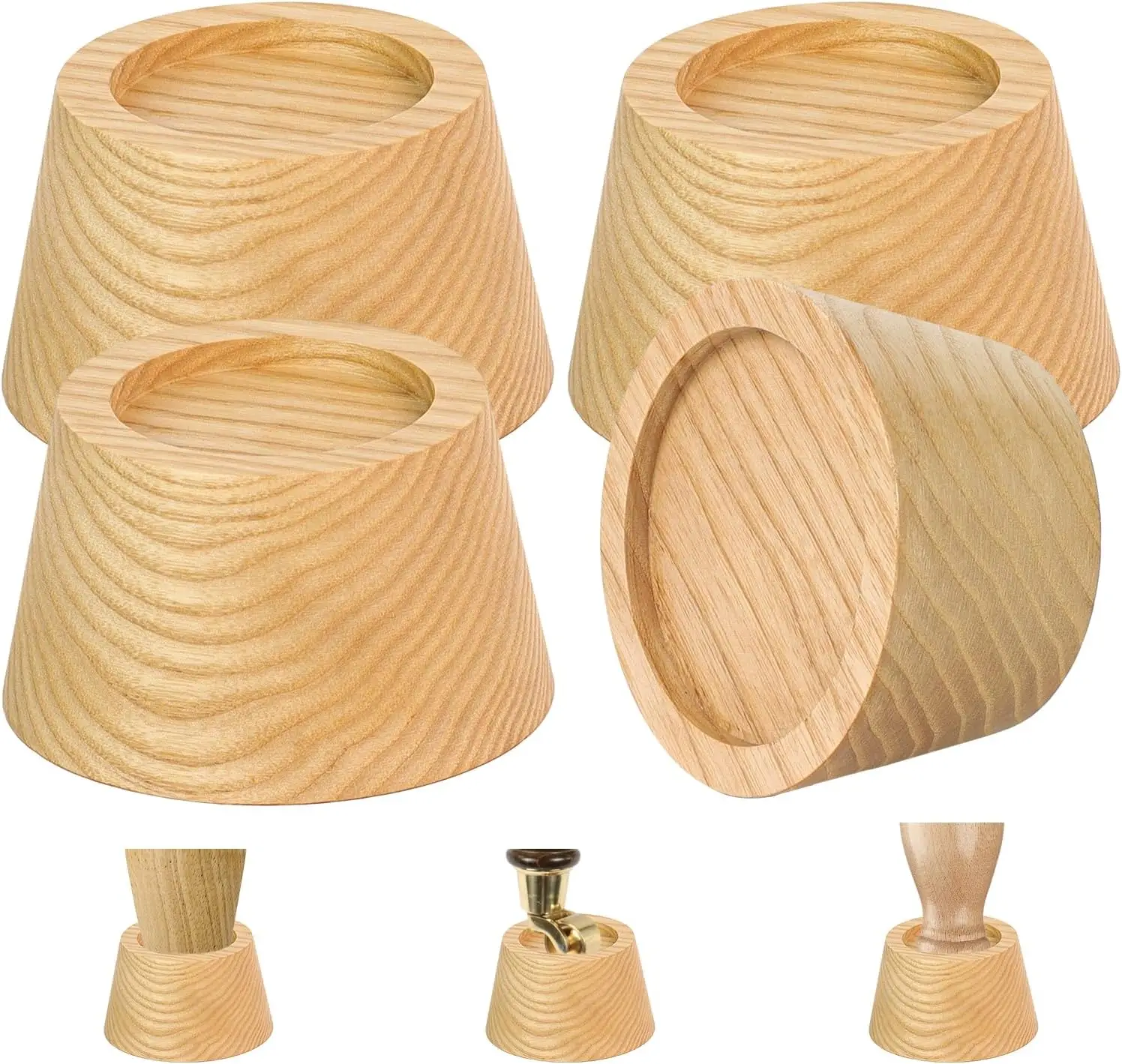 

Bed Risers (Set of 4) Furniture Risers Lifts Height 2, Oak Solid Wooden Risers for Bed, Furniture Risers with Non-Slip R