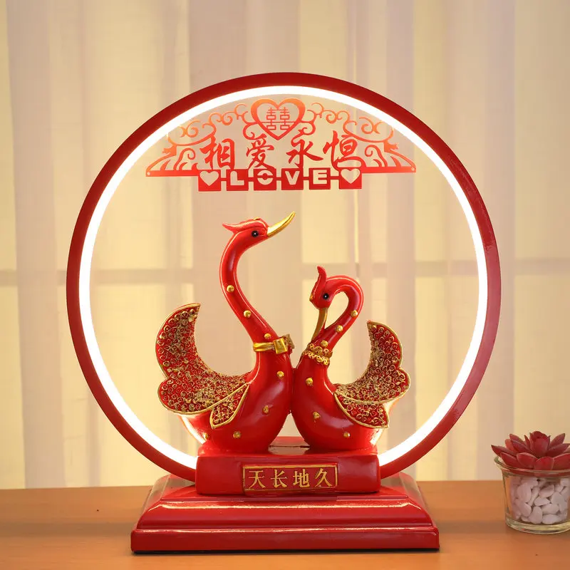 

Creative bedside lamp for wedding room, flamingo as a gift to bride