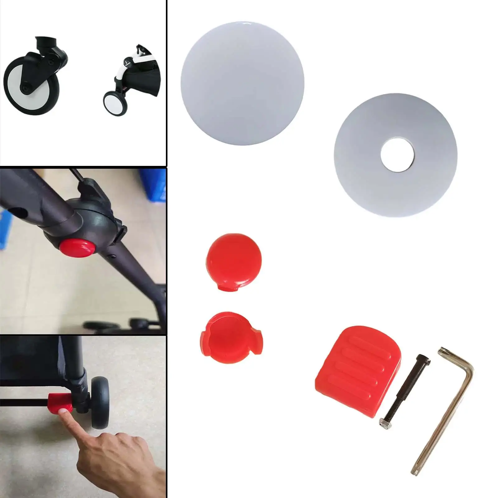 5 Inch Stroller Wheel Cover DIY Brake Press Button Accessory for Universal Baby Stroller Parts