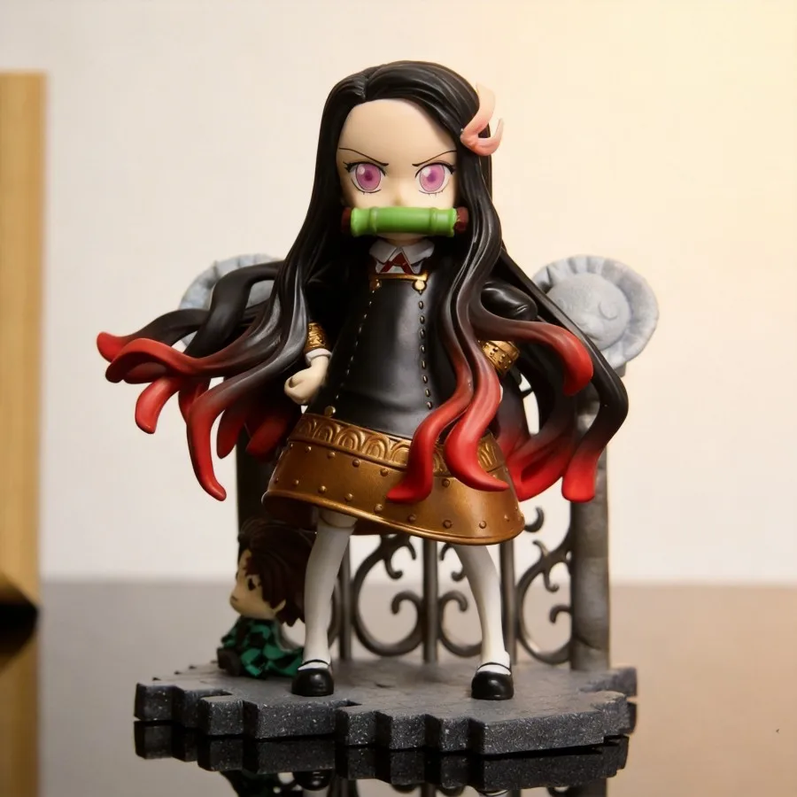 

Spy×Family Anya Forger cos Demon Slayer Nezuko Kamado Anime Figure School Uniform Model Toy 14cm