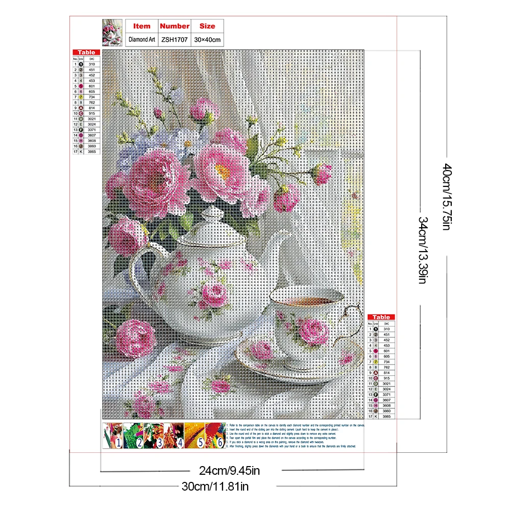 30x40 سنتيمتر شاي بعد الظهر 5D DIY الحفر الكامل جولة الماس طقم الطلاء ديكور المنزل