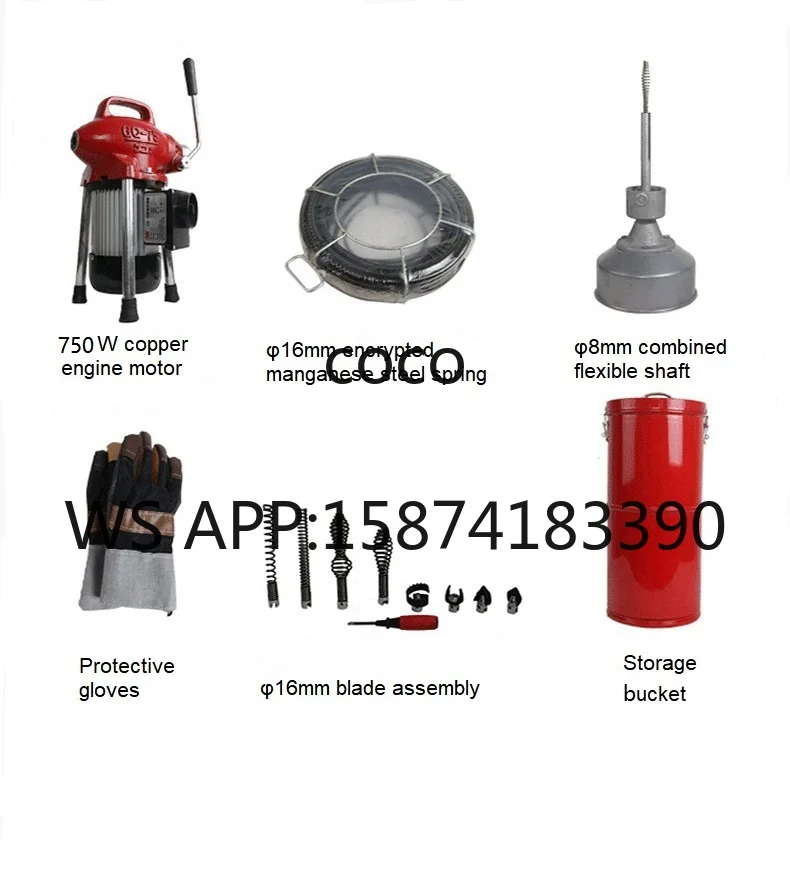 Heavy-Duty Portable Sewer Drain Cleaner - Metal Build, Effortless Maintenance & Complete Accessories