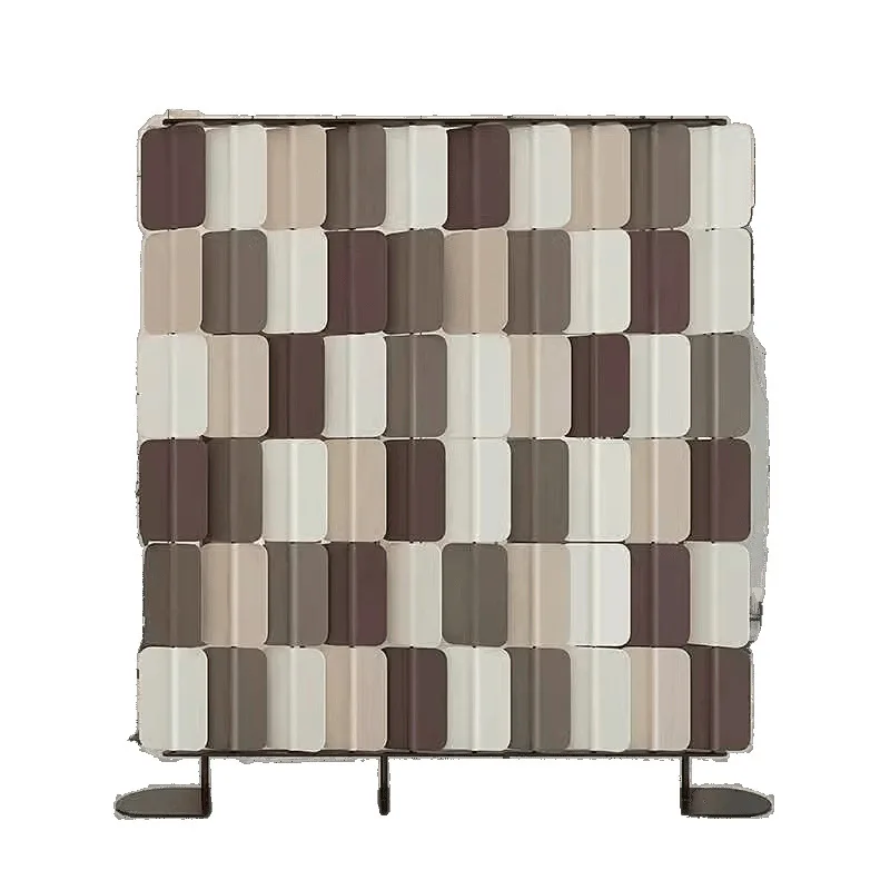 

Light luxury modern saddle leather screen designer high-end metal rotating sales office hotel restaurant block partition