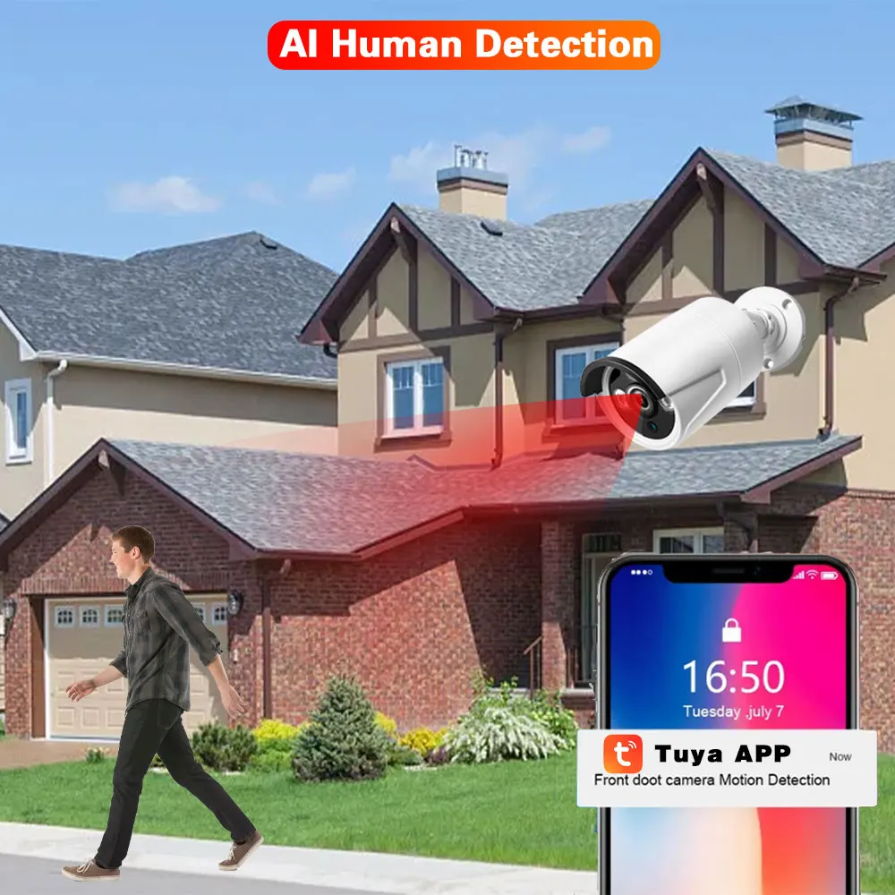 8CH 4K Tuya POE NVR Security System 8MP/5MP Outdoor CCTV Camera Audio Record Human Detect Security Protection  Surveillance Kit
