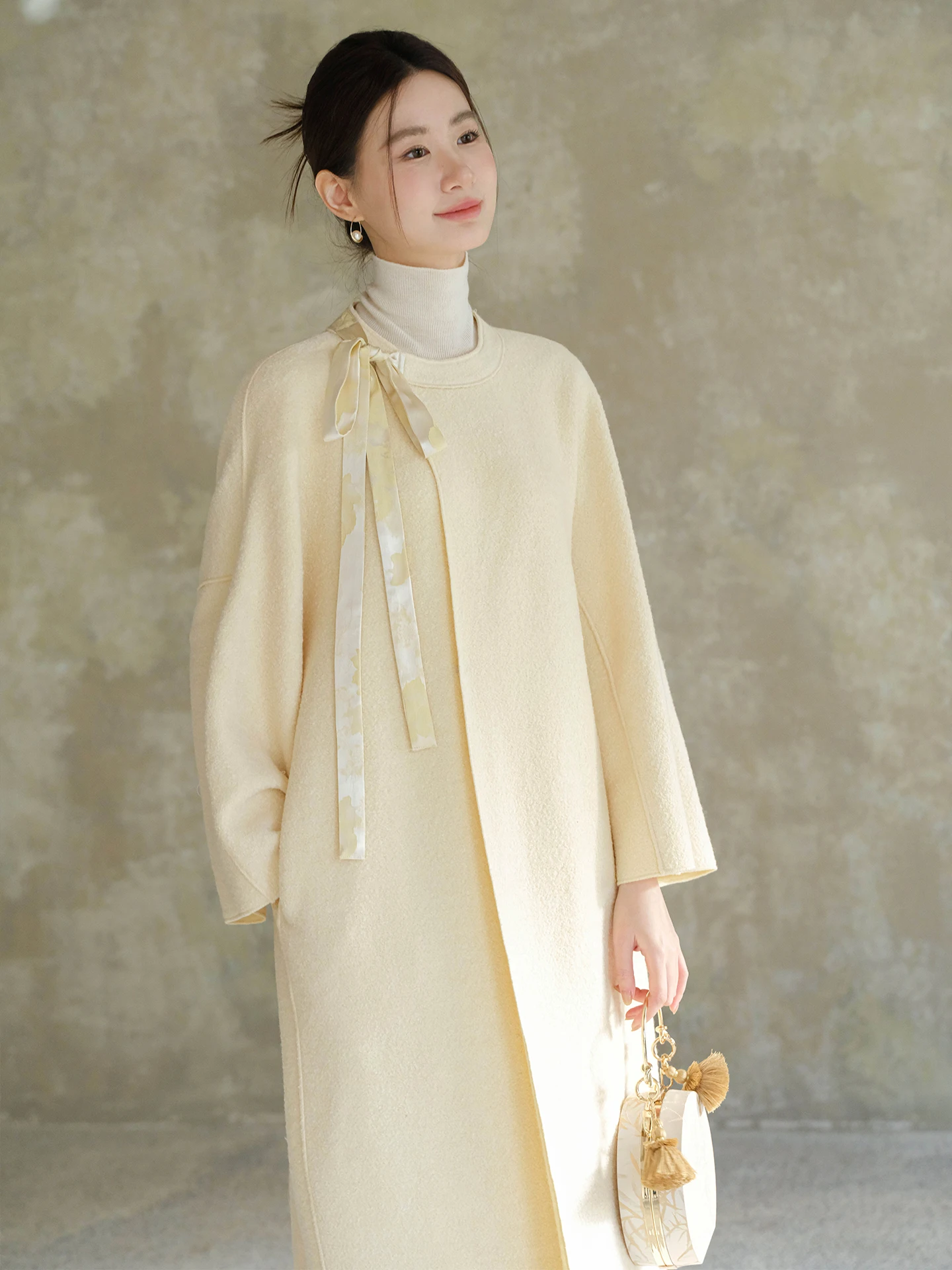 

ChuCheni Long Sve круглое женское пальто Ne, зимнее модное китайское шерстяное длинное пальто с круглым узором