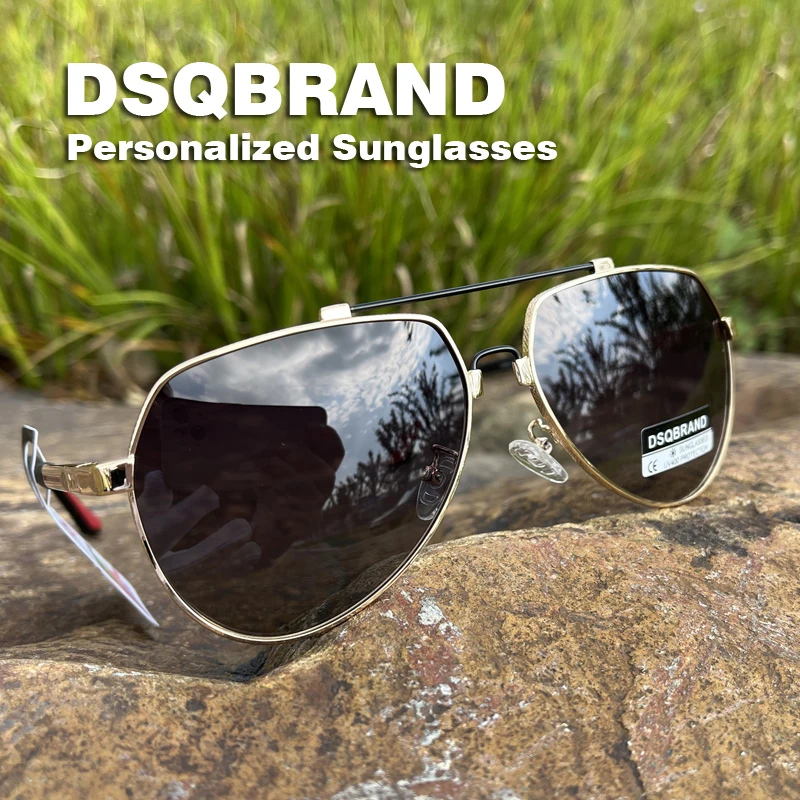 DSQBRAND Polarized Sunglasses with Stretchable Center Beam, Memory Rebound, Male and Female Pilots, Toad Mirrors, Metal Edition