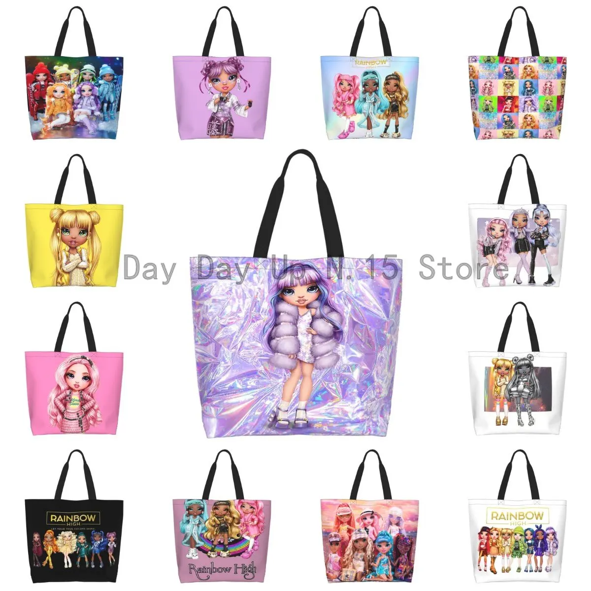 

Rainbow High Large Capacity Shopping Grocery Tote Bag For Ladies