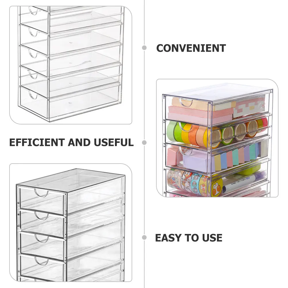 Multi-Drawer Desktop Storage Box 3-Tier Lightweight Compact Organizer for Cosmetics Trinkets Sundries Stationery Office Tabletop