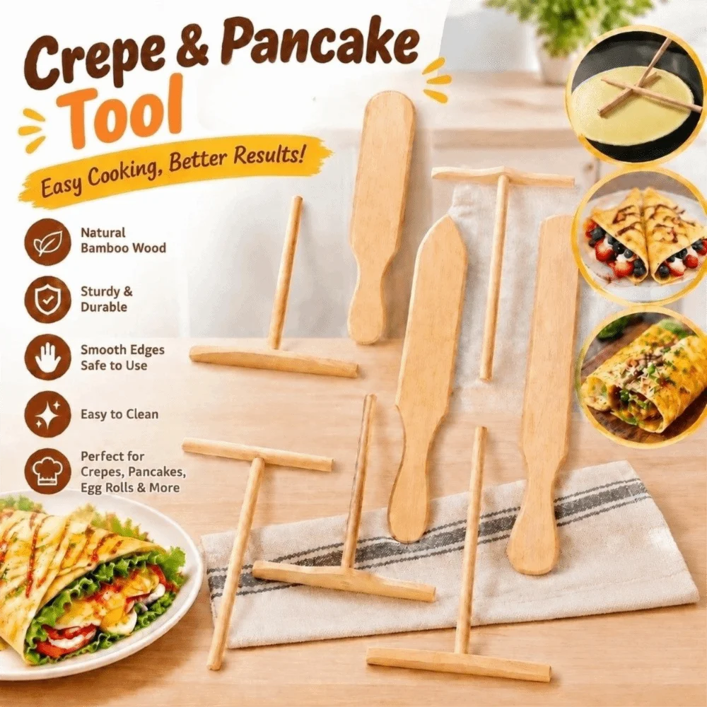 Beech Wood Crepe Spreader Solid Wood Smooth Edge Crepe Making Tool Multiple Sizes Multi Shapes Crepe Rake Pancake Baking