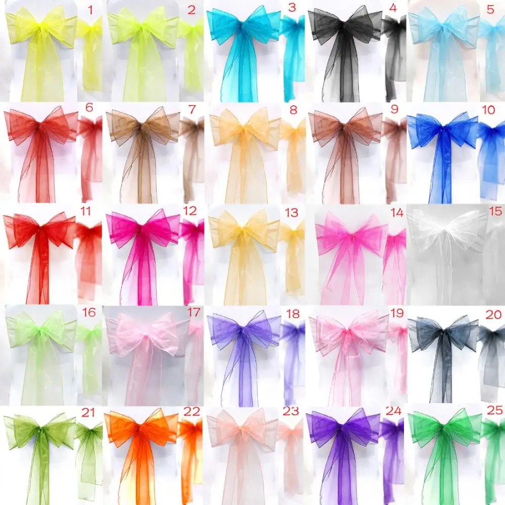 

25Pcs/Lot New Organza Chair Sashes Bow Wedding And Events Supplies Party Decoration