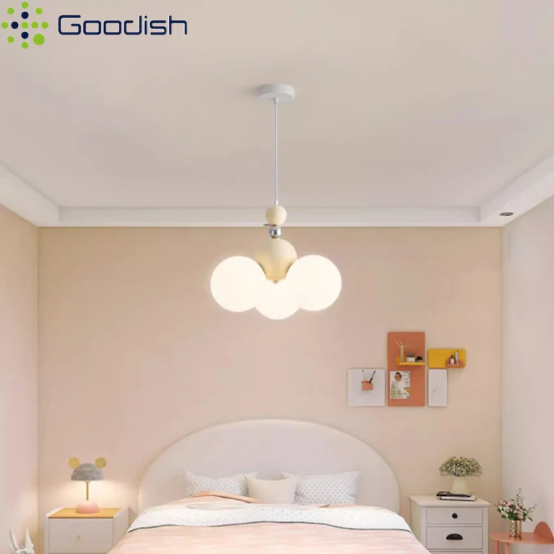 Mignon ours bulle boule lustre nordique pendentif LED lumières pour salon enfants fille chambre moderne décor à la maison lampe suspendue