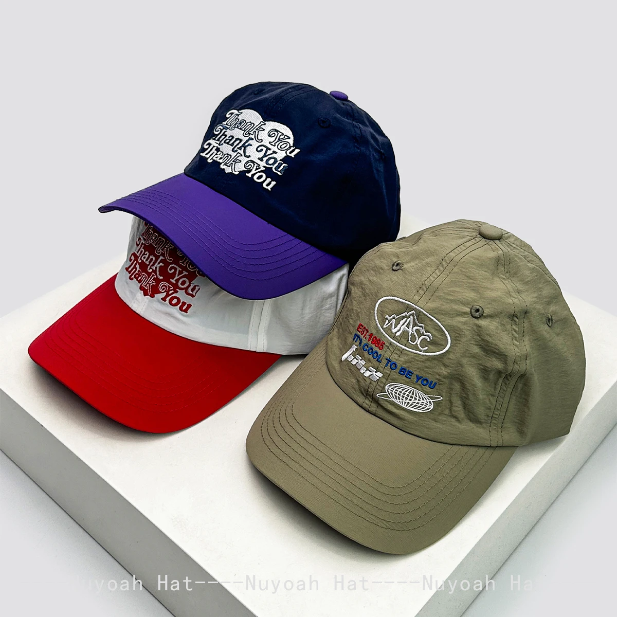 New Unisex Quick Drying Letter Embroidery Baseball Hats Sunshade Color Block Breathable Outdoor Peaked Caps Versatile Personal