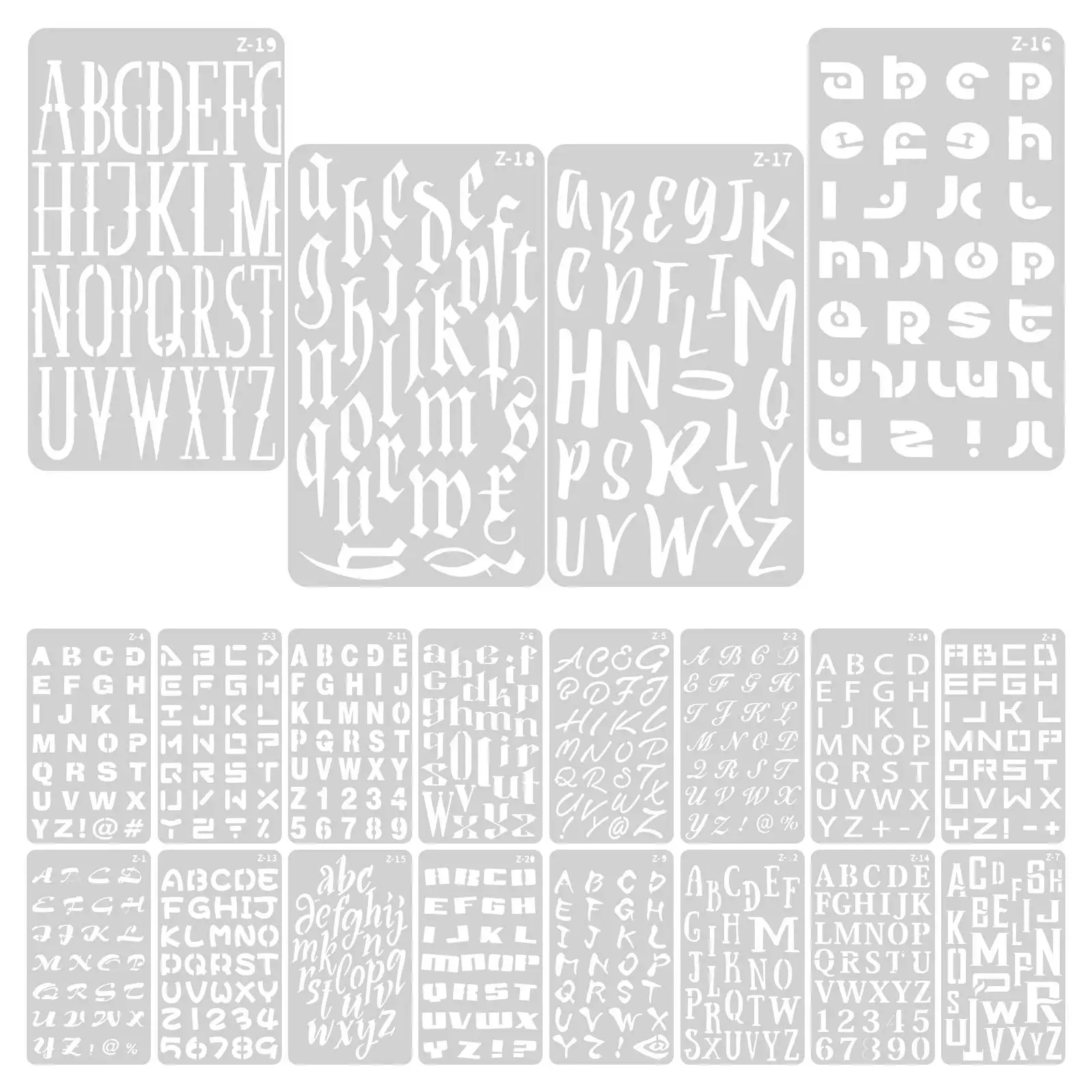

20 Sheets Letter Template Ruler Painting Molds Decorative Wall Stencils for Alphabet Household Spray Airbrush Dies Manual