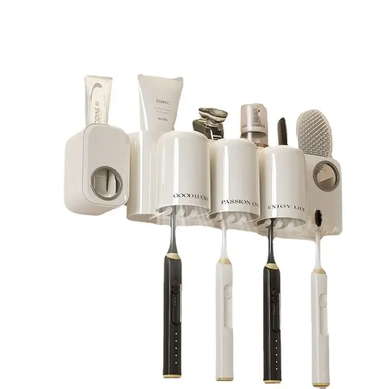 Toothbrush Storage Rack Bathroom Mounted Dental Tool Rack Mouthwash Cup Wall Mounted Dental Cylinder Rack Brushing Wall Mounted