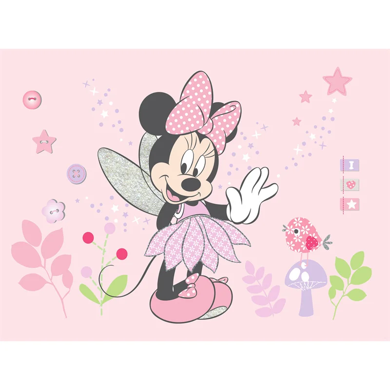 Disney Princess Wing Minnie Mouse Backdrop Party Supplies Photography Backdrop Birthday Background Girls Boys Decoration