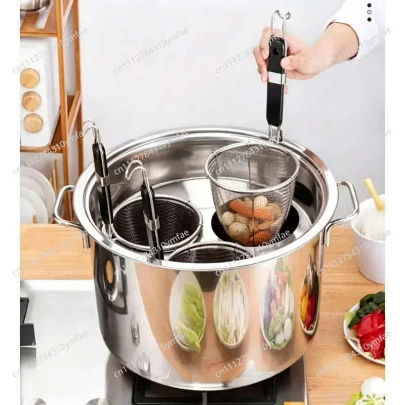 Commercial Stainless Steel Spider Strainer Set Large Sieve with Rack for Pasta And Noodle Cooking