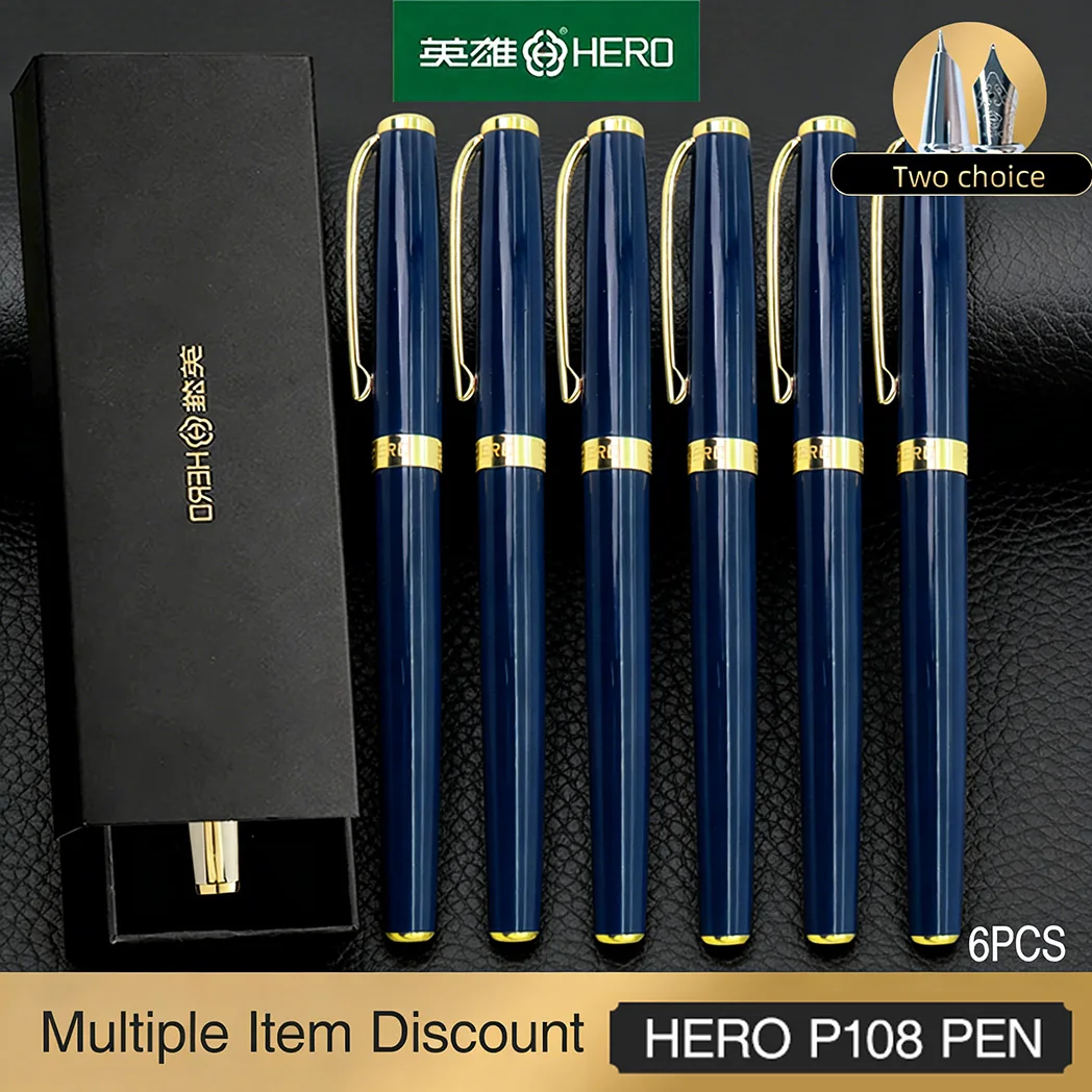 

HERO BRANK P108 Colorful Iridium Nib Fountain Pen Set 0.5mm for Student Writing Practice, School Office Supply Gift Box NO INK