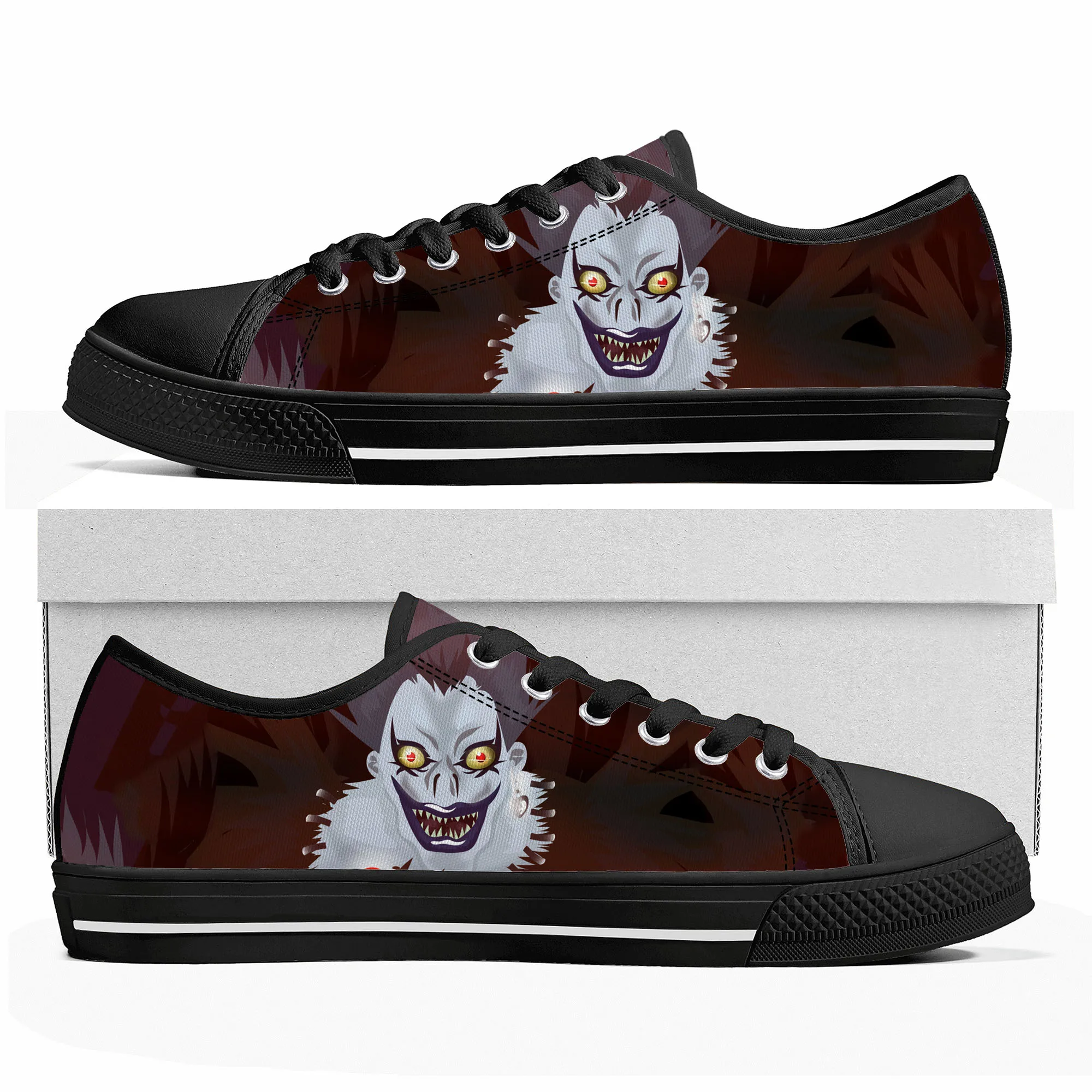 Anime Demon Ryuk Horror Halloween Death Note Low Top Sneakers Mens Womens Teenager Canvas Sneaker Couple Shoes Custom Shoe