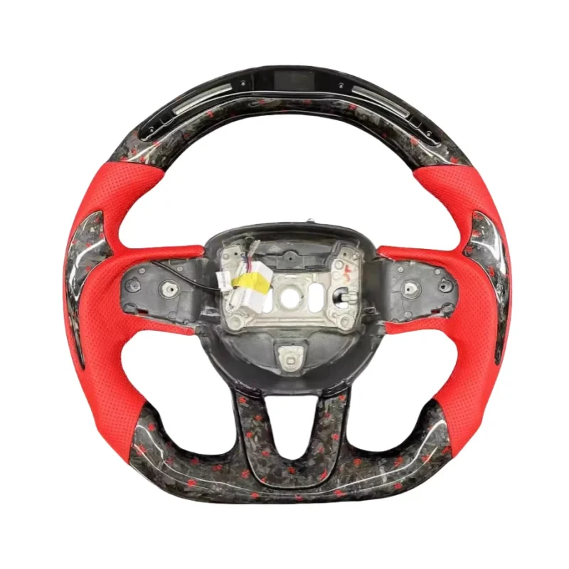 Real Carbon Fiber Steering Wheel for Dodge Charger SRT Challenger Hellcat Forged Leather