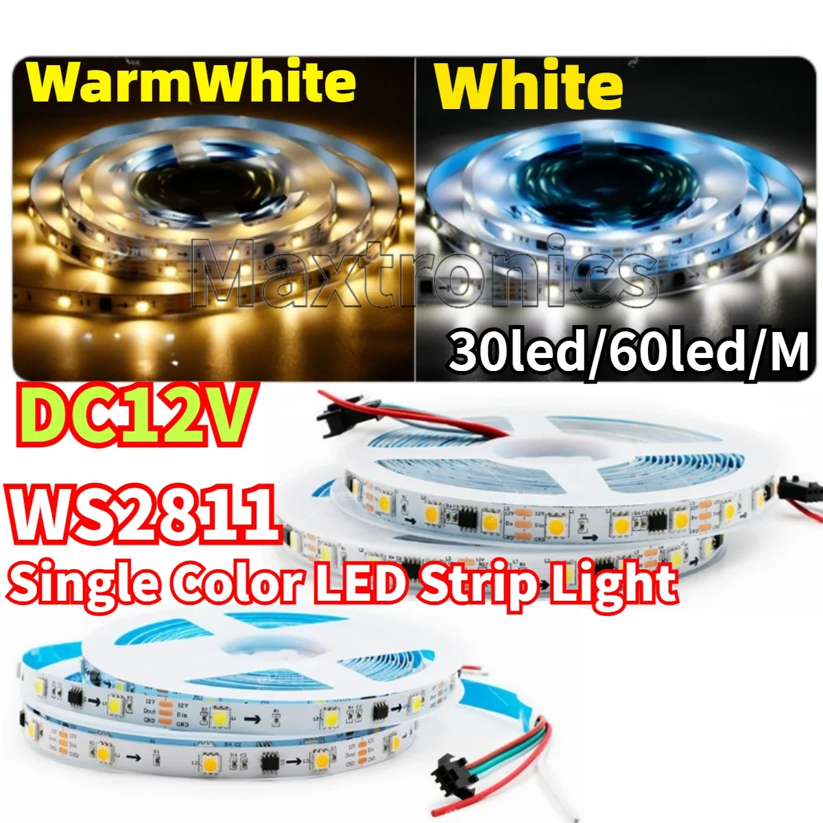 5Meters 12V WS2811 Single Color LED Strip White/ WarmWhite SMD5050 Pixel Strip Addressable 30LED/60LEDs/m 2811 Smart Light Tape