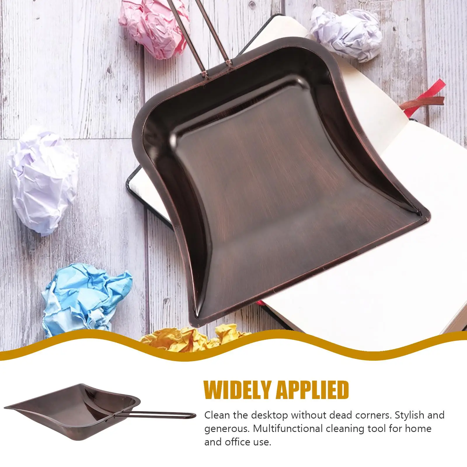 

Stainless Steel Dustpan Handheld Mini Broom Silver Long Handle Compact for Kitchen Office Desktop Cleanup Metal Shovel Workshop
