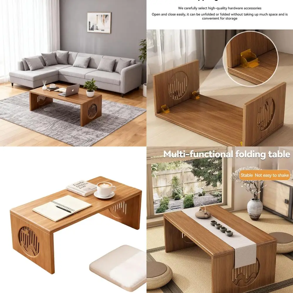 

Компактный складной напольный столик в японском стиле, журнальный столик с низким сиденьем 39,4 для гостиной, медитации и чайных церемоний