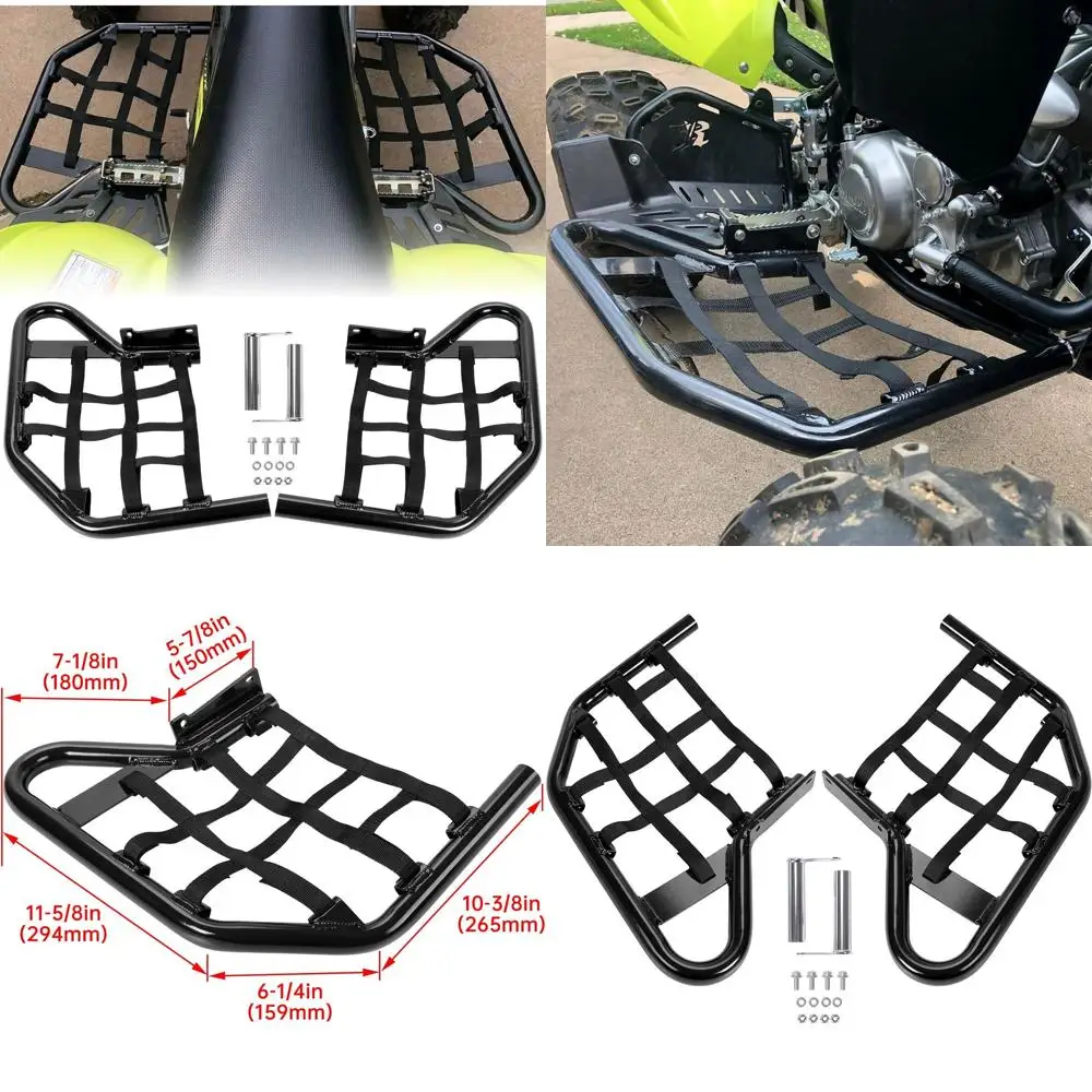

Nerf Bars Compatible with All Years Yamaha Raptor 700 YFM 700 YFM700 YFM700R Side Steps Foot Pegs Heel Guards (Black Nerf + Blac