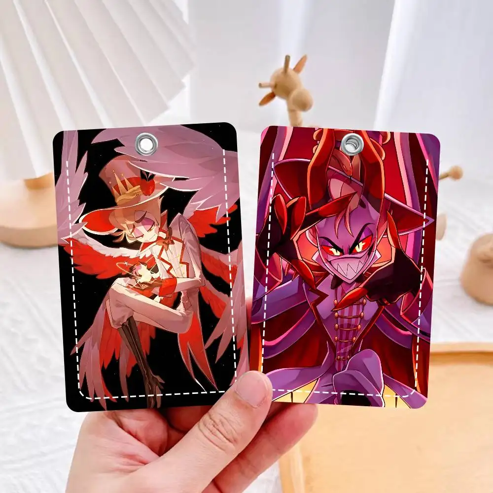 

Стильный кожаный держатель для карт с брелоком в стиле аниме H-hazbin Hotel Lucifer Angel, удобный для путешествий чехол для необходимых вещей