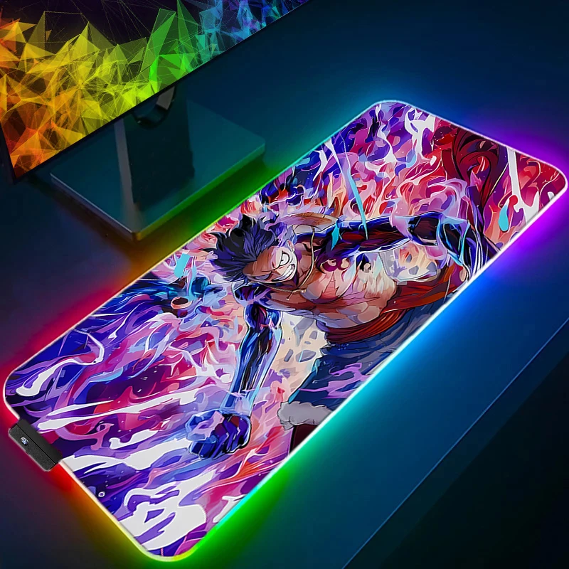 

RGB LED Mouse Pad Rubber One Piece Luffy Keyboard Pad Computer Game Mousepad Office Desk Mat PC Accessories Mouse Mat Tablet Pad