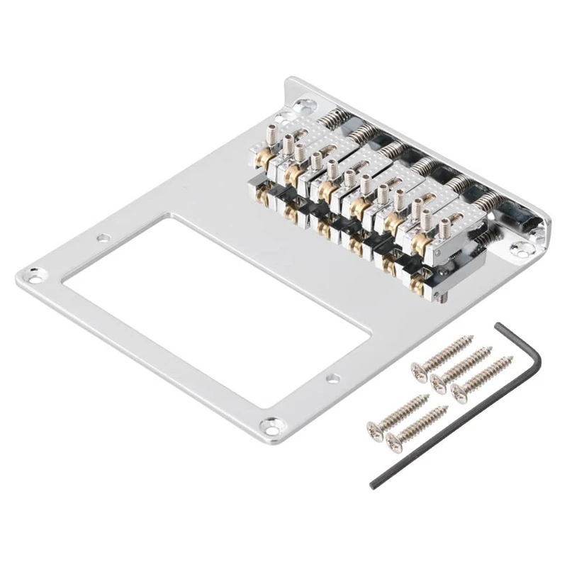 6 Roller Saddle 6 String Humbucker Guitar Bridge for Tele Guitar (Chrome)-A14I