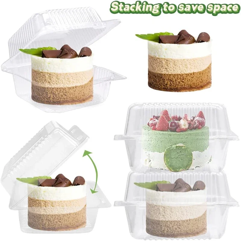 100pcs Transparent Food Packaging Box Disposable Plastic Boxes Fruit Cake Dessert Storage Container Take Out Box Party Favors