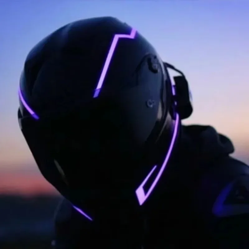 Diy capacete da motocicleta tira de iluminação led moto tiras reflexivas capacete noite aviso cor mudando luz