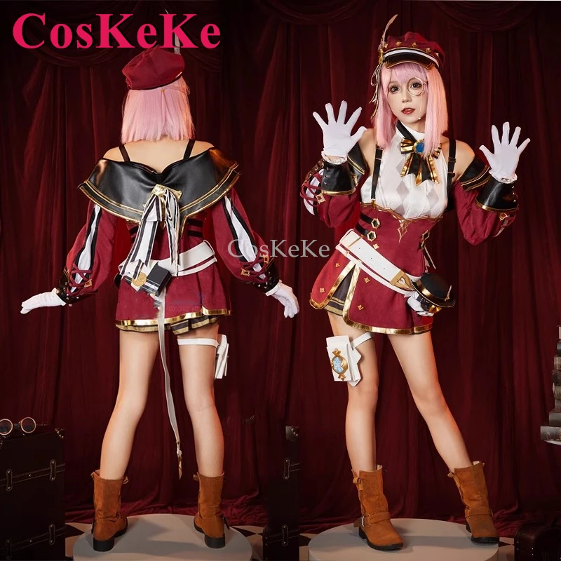 CosKeKe Charlotte Cosplay Game Genshin Impact Costume Fontaine Reporter Sweet Lovely Uniforms Activity Party Role Play Clothing