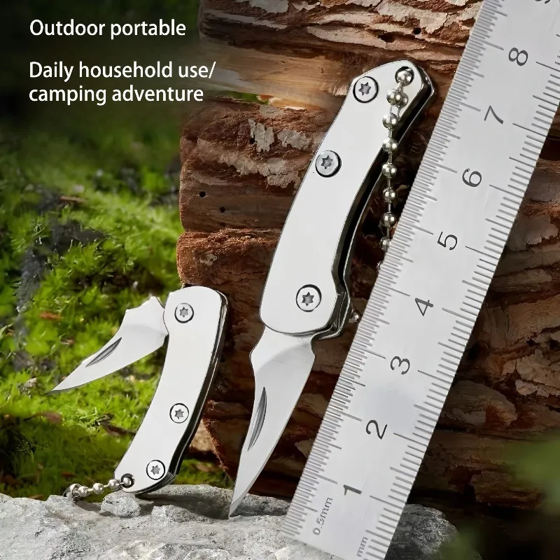 Full Steel Solid Mini Folding Knife Creative Stainless Steel Portable Keychain Unboxing Tool Compact Outdoor EDC Knife Camping